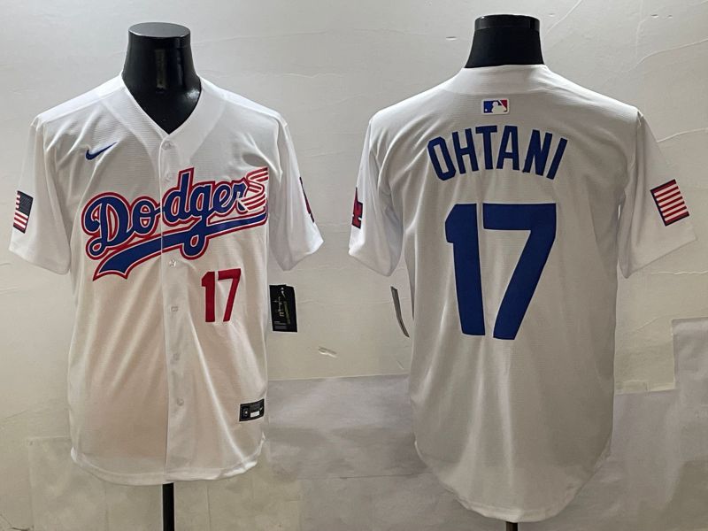 Men Los Angeles Dodgers 17 Ohtani White Second generation Joint Name Nike 2025 MLB Jersey style 3